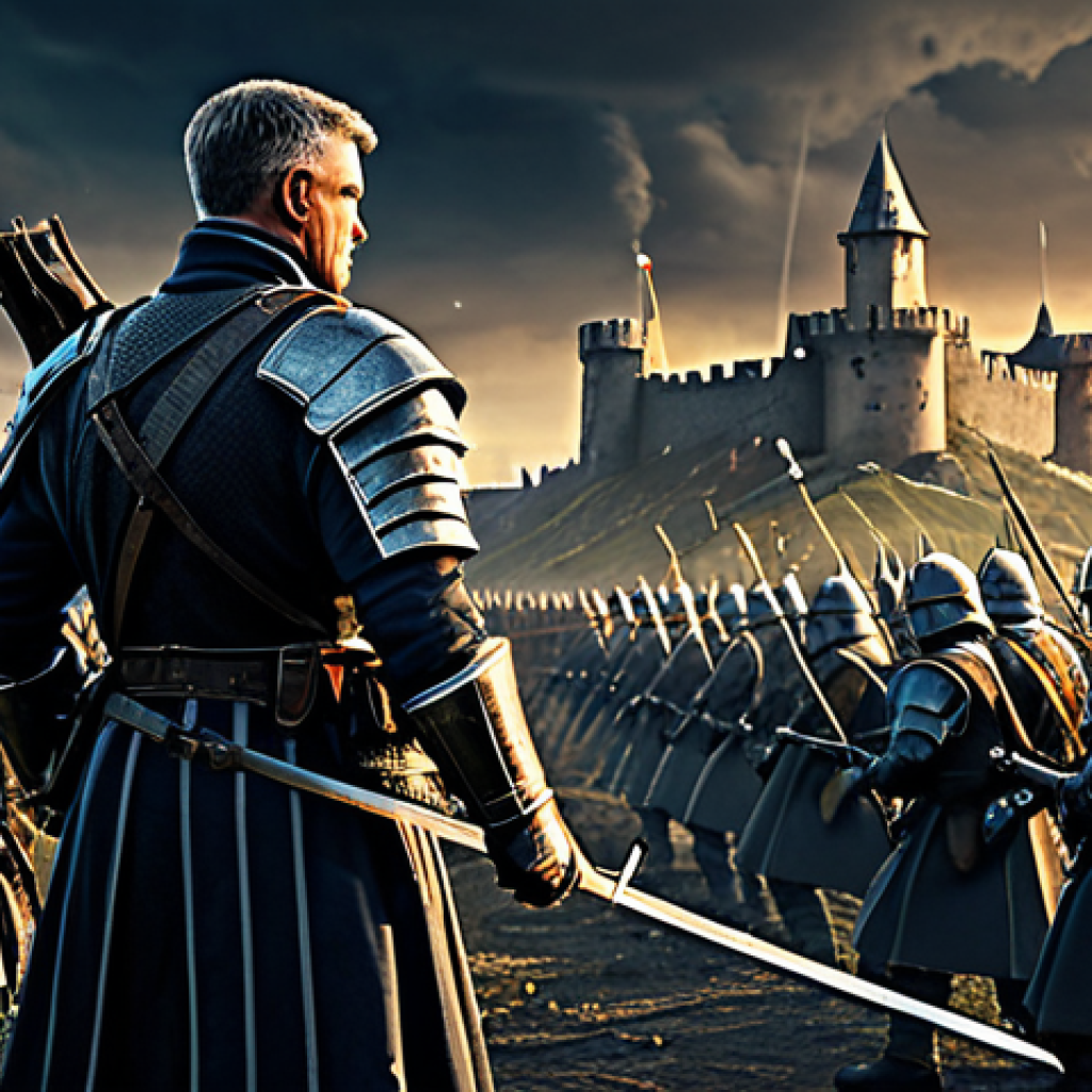 Territory War Commander**
A determined leader directing troops in a massive territory war, fully armored, strategic map in hand, amidst a chaotic battlefield with siege weapons firing, a castle in the background, dramatic lighting, "safe for work", appropriate attire, professional, perfect anatomy, natural proportions, high quality.
**