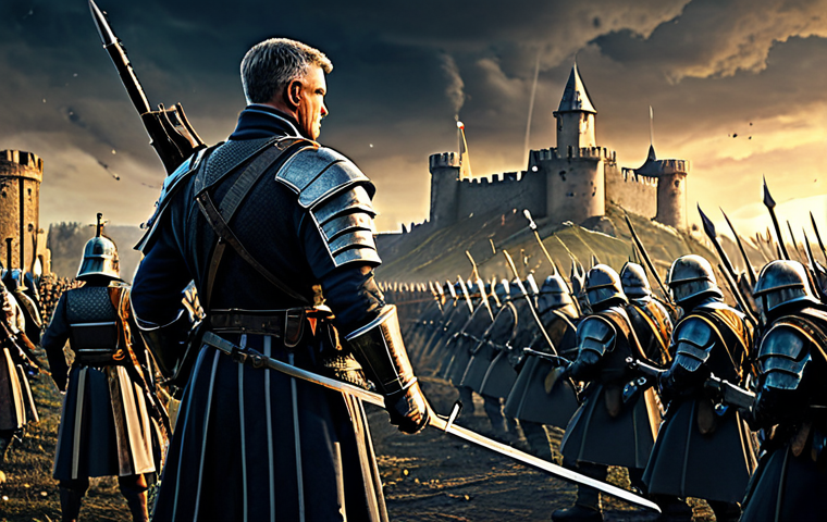 Territory War Commander**

A determined leader directing troops in a massive territory war, fully armored, strategic map in hand, amidst a chaotic battlefield with siege weapons firing, a castle in the background, dramatic lighting, "safe for work", appropriate attire, professional, perfect anatomy, natural proportions, high quality.

**