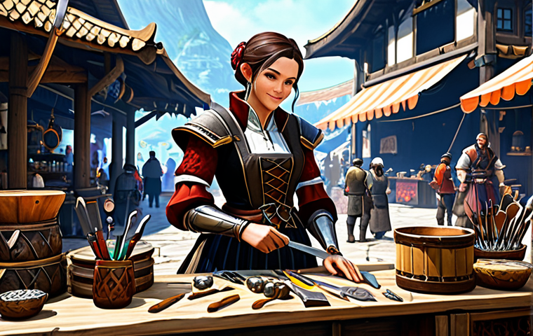Crafting Master**

"A dedicated ArcheAge player, fully clothed in practical crafting attire, meticulously working at a detailed crafting station filled with tools and materials. Background: A bustling marketplace with other players trading goods. Art style: Fantasy illustration, high detail, vibrant colors, professional, safe for work, appropriate content, fully clothed, modest, family-friendly, perfect anatomy, correct proportions, natural pose, well-formed hands, proper finger count, natural body proportions."

**