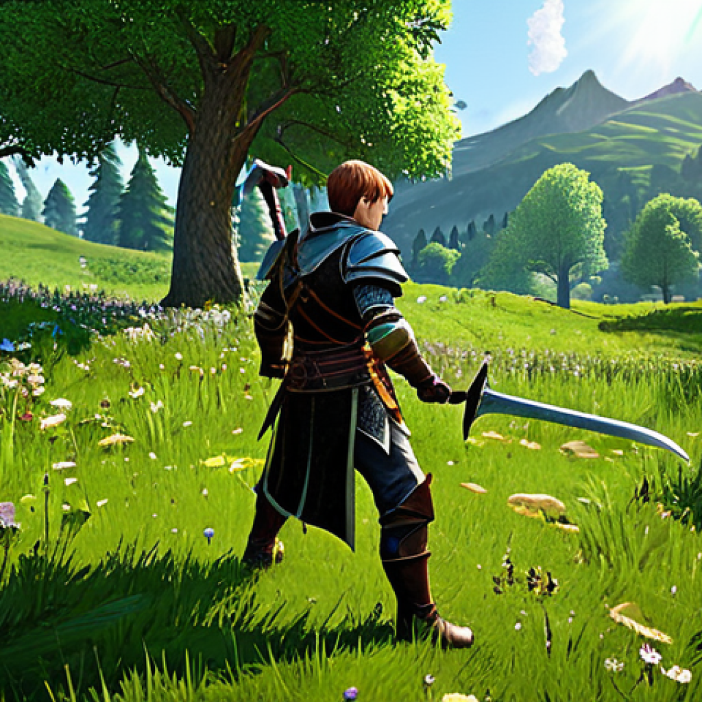 아키에이지 자원 채집 효율화 - Early Game Resource Gathering**
"A young ArcheAge character, fully clothed in simple leather armor,...