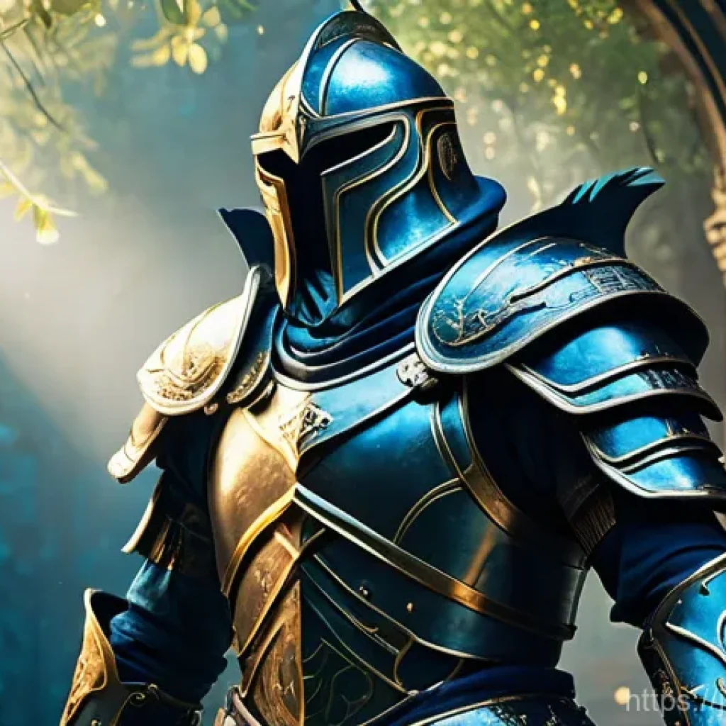 아키에이지 상위 장비 추천 - **Awakened Ancient Power:** A powerful male warrior, fully clothed in intricate, shining fantasy pla...