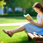 아키에이지 희귀 직업 공략 - **Prompt:** A young woman, in her early twenties, is enjoying a serene afternoon in a sun-drenched p...