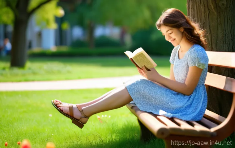 아키에이지 희귀 직업 공략 - **Prompt:** A young woman, in her early twenties, is enjoying a serene afternoon in a sun-drenched p...